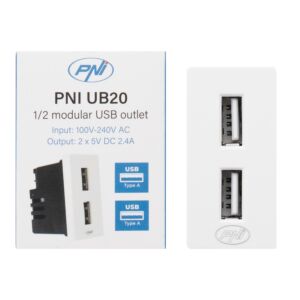 Prise d'alimentation 2 x USB PNI UB20, 5 V 2,4 A