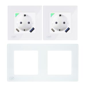 Kit double prise intelligente WiFi PNI SmartHome WP202 avec cadre de montage encastré et contrôle Internet