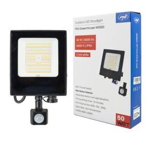 Réflecteur LED PNI GreenHouse WS550 50W avec capteur de mouvement, réglage de la sensibilité, durée d'éclairage, 3000K - 6500K, fonction