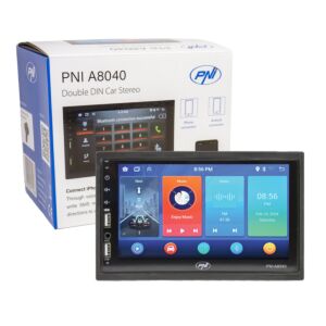 Lecteur multimédia de voiture PNI A8040 avec Android 13, 2 Go DDR3/ROM 32 Go, écran 7 pouces, CarPlay, Android Auto, 2 x USB, BT