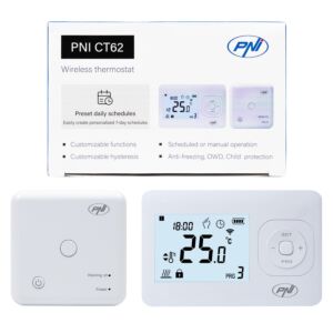Thermostat sans fil PNI CT62 pour systèmes de chauffage, écran éclairé, programmes quotidiens