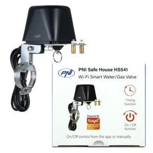 Vanne intelligente PNI Safe House HS541 avec Wi-Fi, pour couper l'alimentation en eau/gaz via Internet, compatible avec