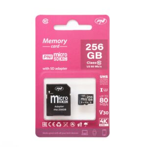 Carte mémoire MicroSD PNI 256 Go avec adaptateur SD